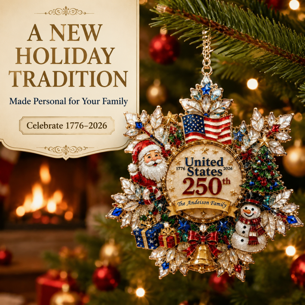 Personalized United States 250th Anniversary Commemorative Ornament | Custom Family Name Christmas Keepsake 🇺🇸🎄