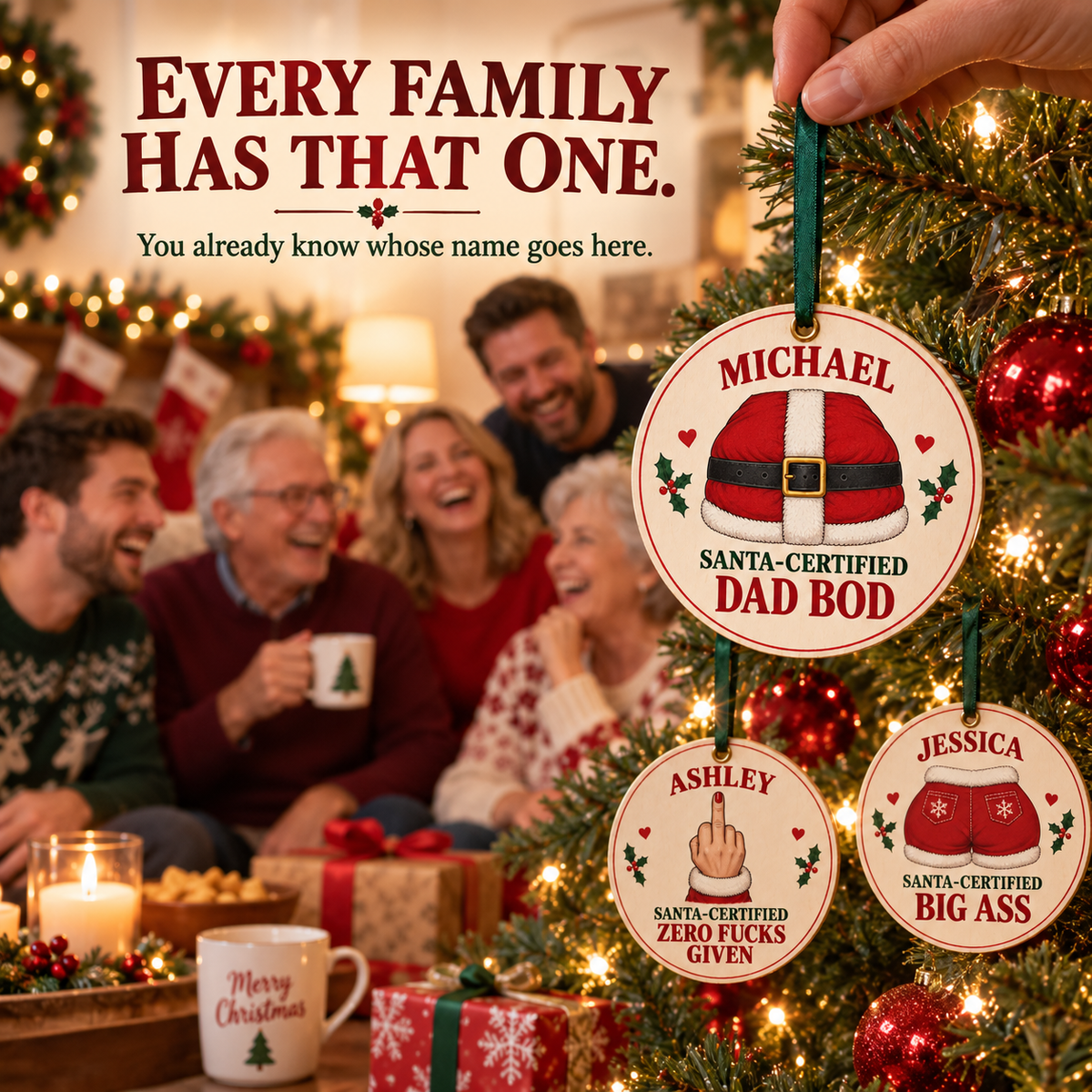 🎄 Personalized "Santa-Certified" Hilarious Christmas Ornaments | Custom Name Funny Gag Gift 😂