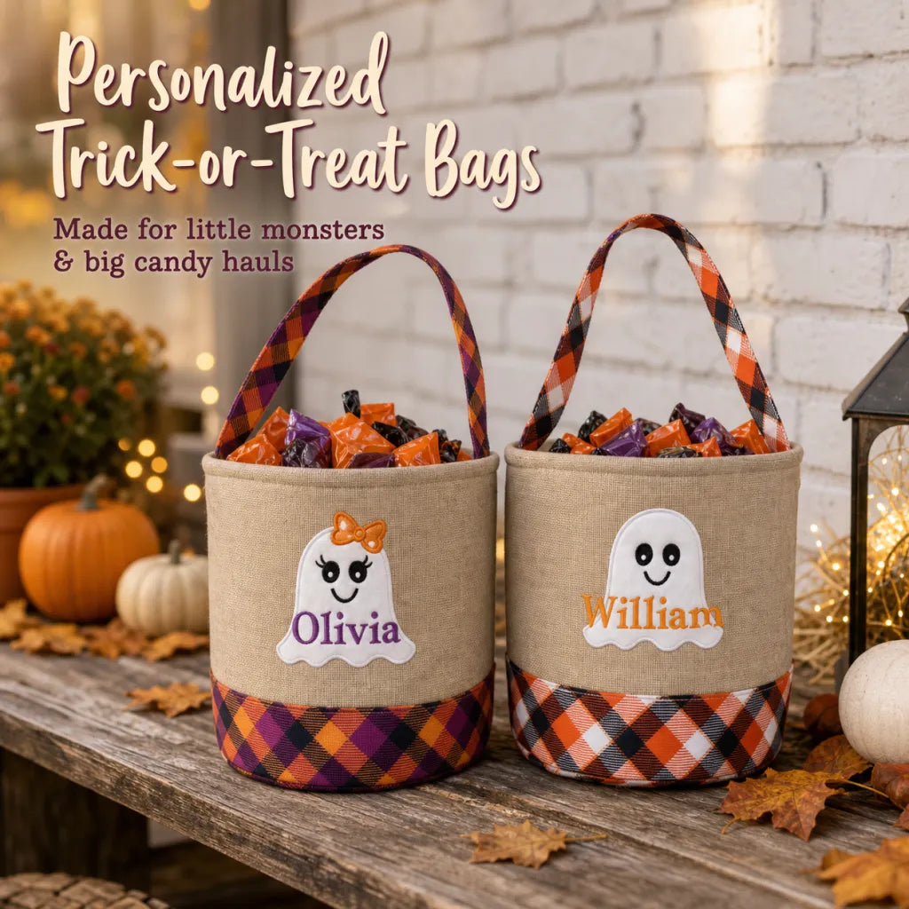 Personalized "Little Ghost" Trick-or-Treat Candy Bucket | Custom Halloween Tote 👻🍬