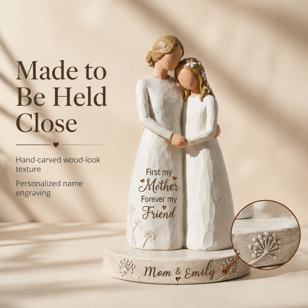 💖 Personalized Mother & Daughter Keepsake Figurine - "First My Mother, Forever My Friend"