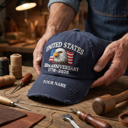 🧢 Personalized USA 250th Anniversary Distressed Cap