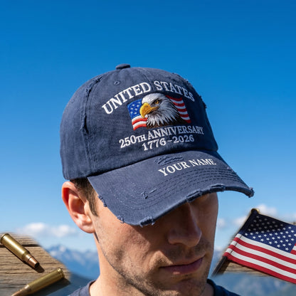 🧢 Personalized USA 250th Anniversary Distressed Cap