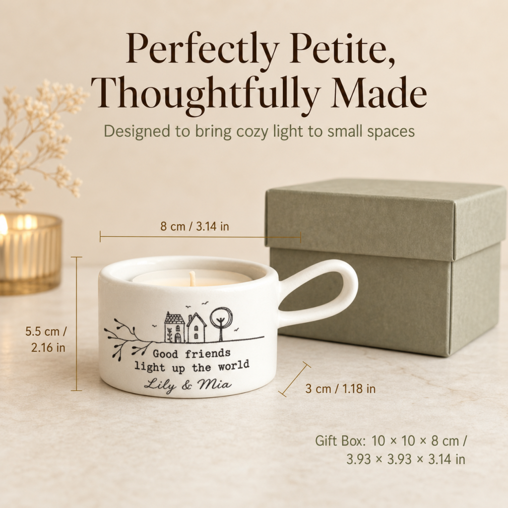 🕯️Personalized Handled Tea Light Holder - Good Friends Light Up The World✨