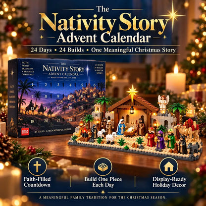 ⛪Last Day 50% OFF✝️Nativity Advent Calendar – 24-Day Buildable Christmas Nativity Set-without Light-emitting Device