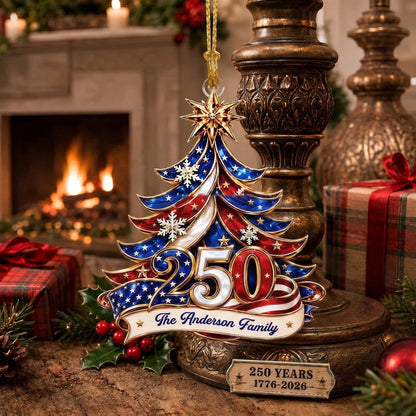 Personalized 250th America Christmas Ornament