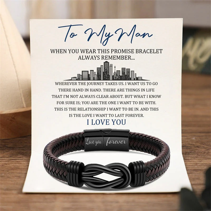 Personalized "To My Man" Infinity Knot Bracelet 🖤 The Gift He'll Actually Wear