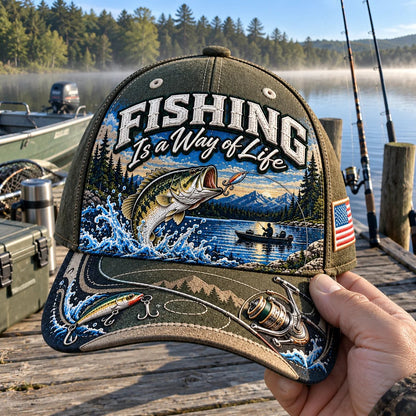 🧢 Fishing Is a Way of Life Cap — Cotton-Poly Blend • Detailed Embroidery • Adjustable Fit