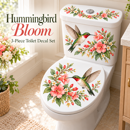 Last Day 50% OFF-Only$12.99🎁 Nature's Melody 3-Piece Floral & Bird Toilet Decal Set 🌸🐦 | Instant Bathroom Makeover