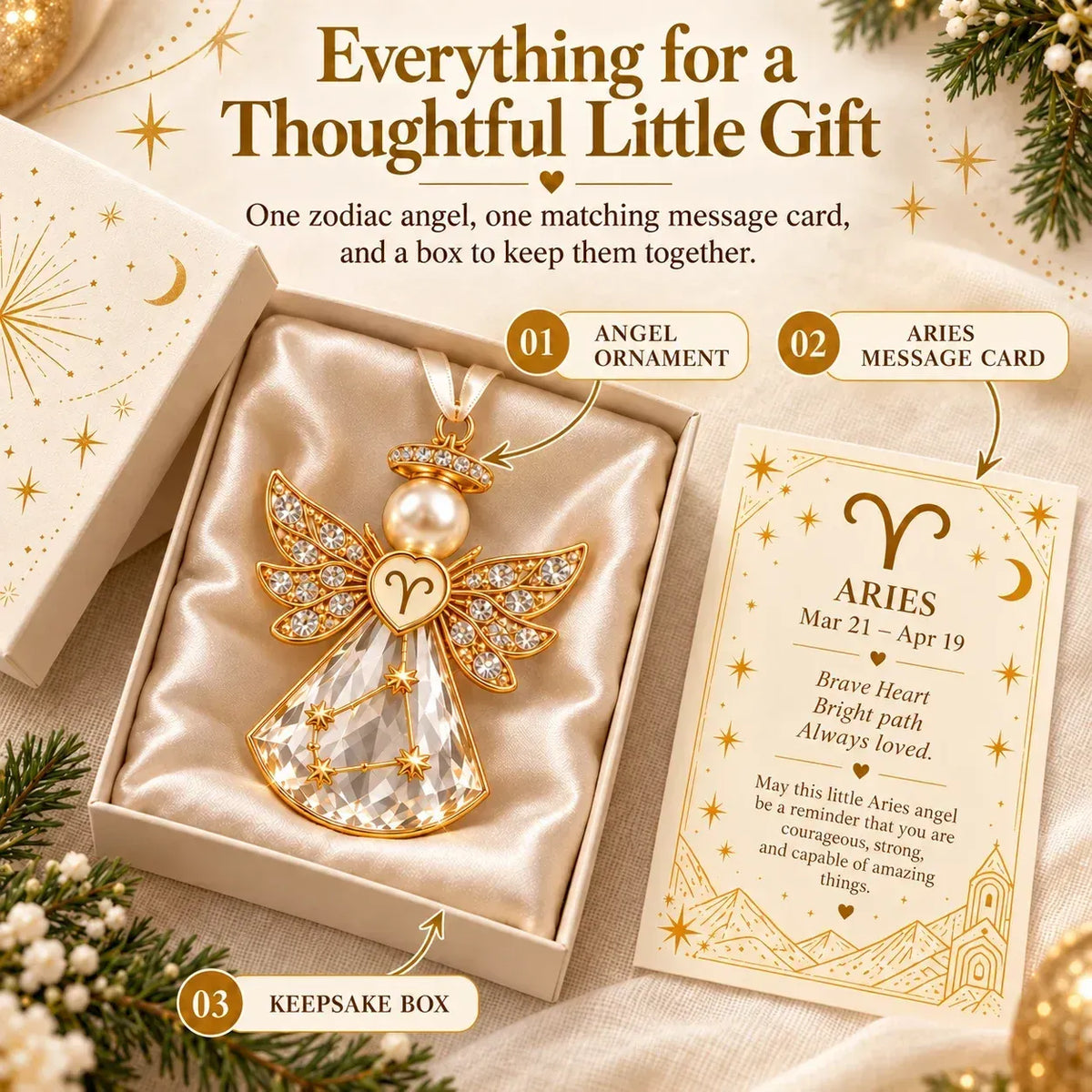 Christmas Zodiac Guardian Angel Keepsake | 12 Signs with Jewel-Toned Designs & Meaningful Gift Cards ✨