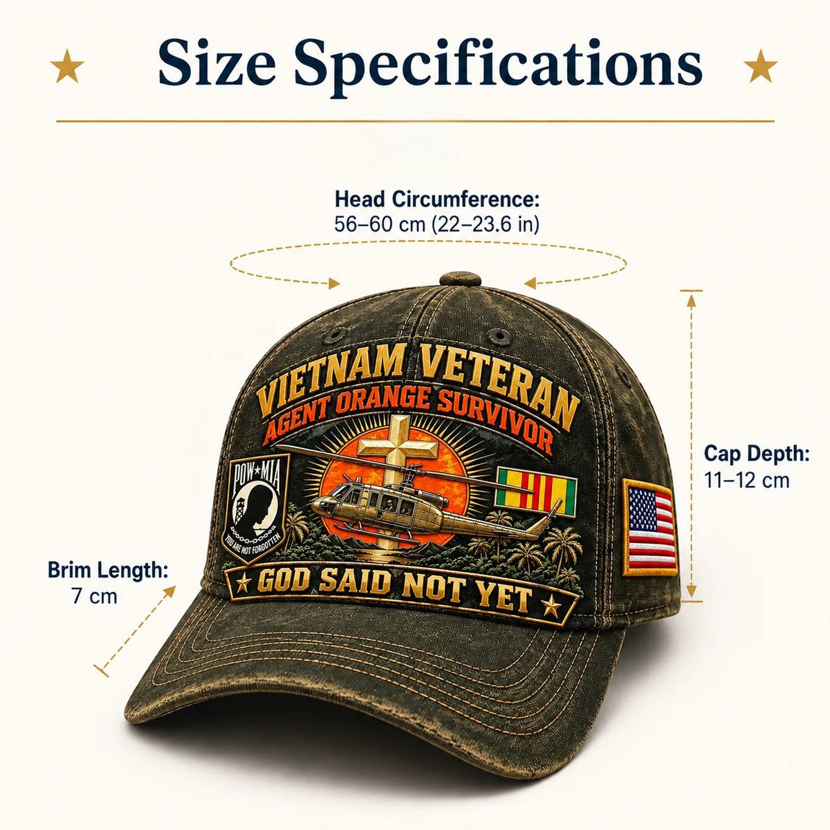 🎖️ Vietnam War Veteran Agent Orange Survivor “God Said Not Yet” Baseball Cap — Honoring Their Service and Strength 🇺🇸