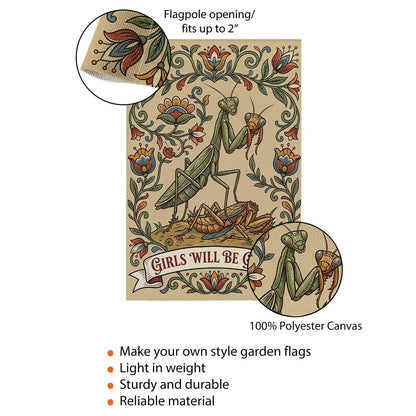 Attitude Revealed Garden Flag: "Girls Will Be Girls" Vintage Art Flag