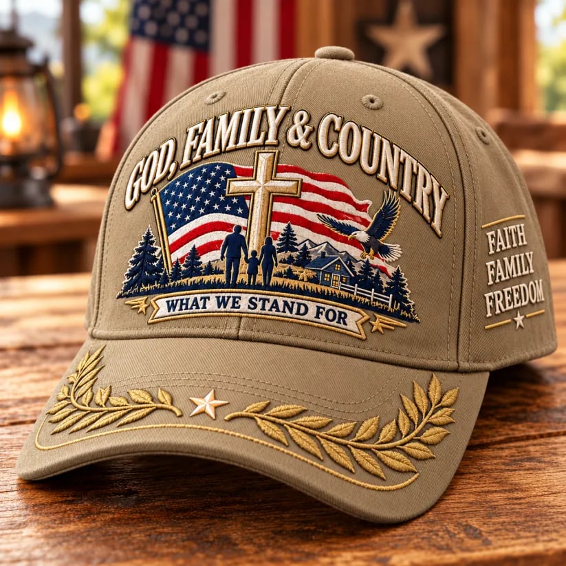 ✝️God Family & Country What We Stand For Patriotic Faith Baseball Cap