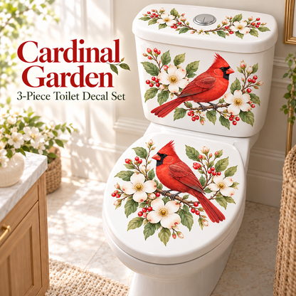 Last Day 50% OFF-Only$12.99🎁 Nature's Melody 3-Piece Floral & Bird Toilet Decal Set 🌸🐦 | Instant Bathroom Makeover