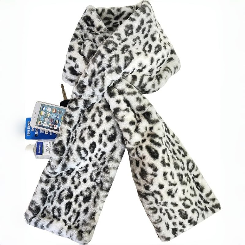 ⚡50% OFF Today! Cosy Faux Fur Pull-Through Scarf With Hidden Zipper Pocket | Store Phone, Keys & Cards, Hands-Free