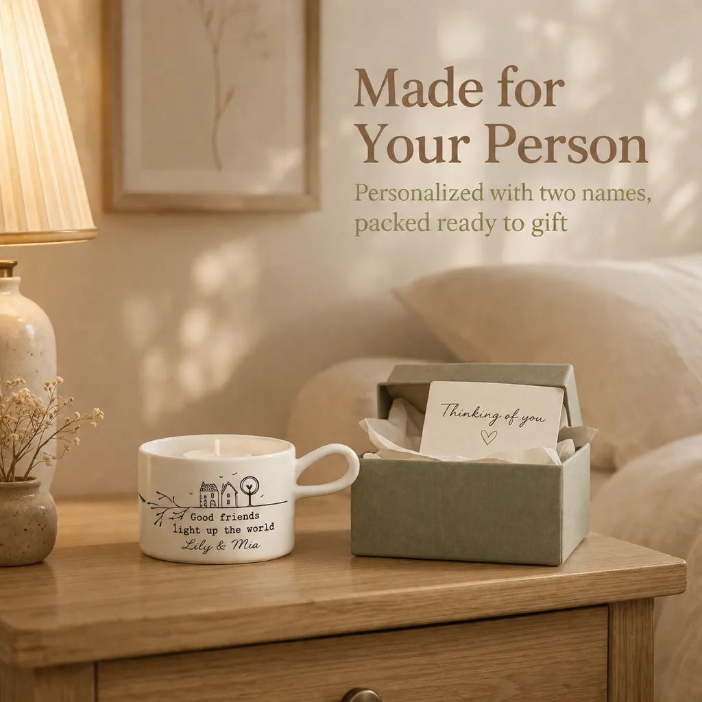 🕯️Personalized Handled Tea Light Holder - Good Friends Light Up The World✨