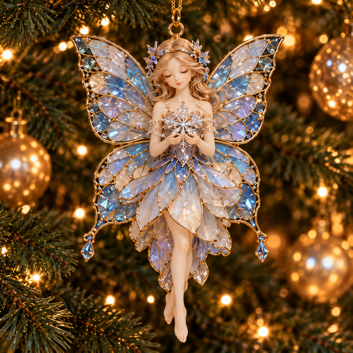 ✨ 2026 Enchanted Stained Glass Fairy Christmas Ornaments – Set of 6