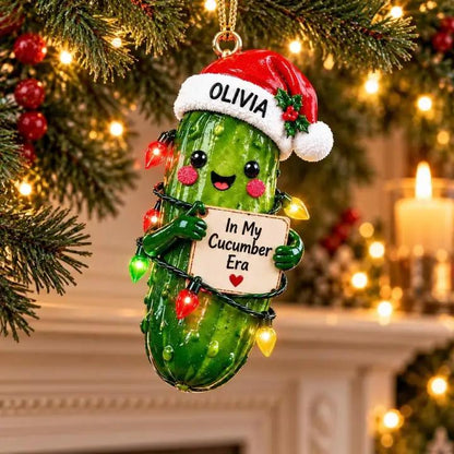 Personalized "In My Cucumber Era" Christmas Pickle Ornament 🥒✨ | Funny Custom 3D Tree Decor