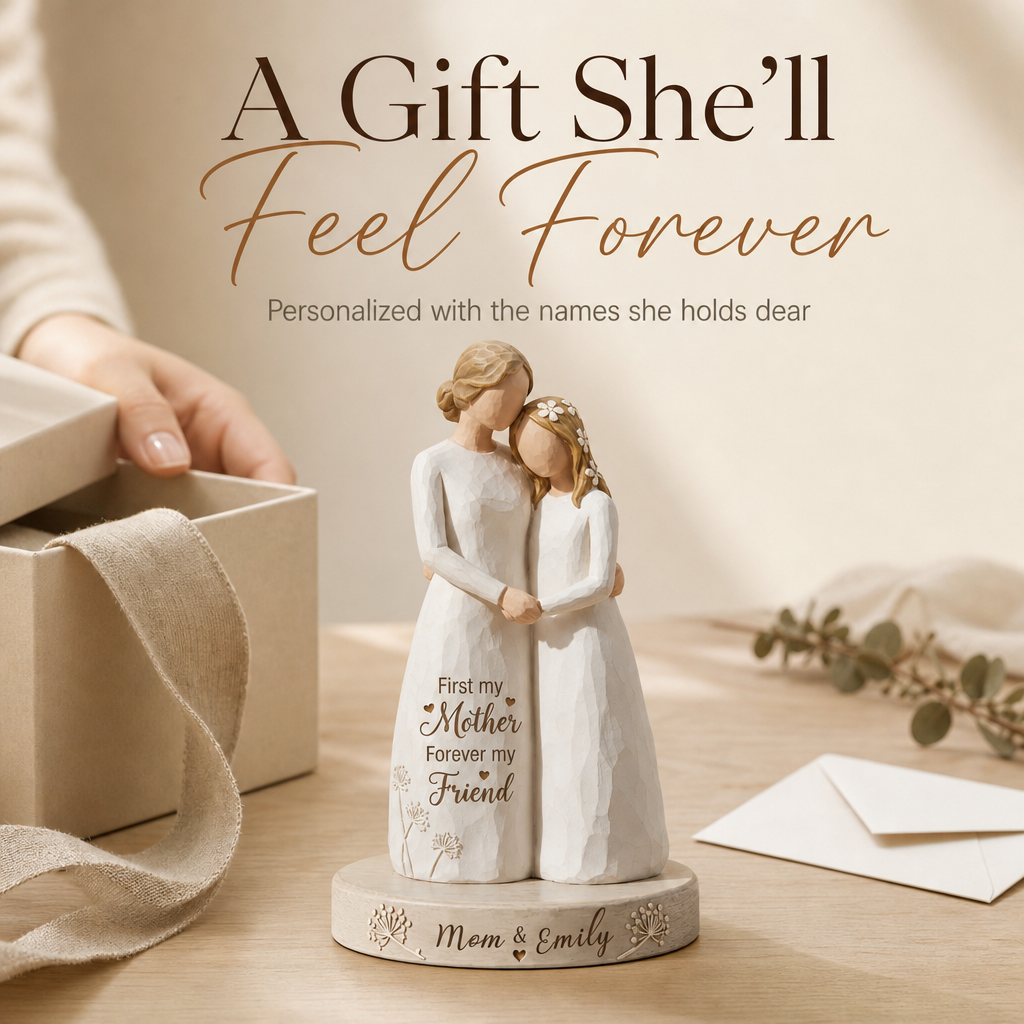 💖 Personalized Mother & Daughter Keepsake Figurine - "First My Mother, Forever My Friend"