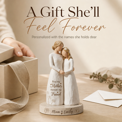 💖 Personalized Mother & Daughter Keepsake Figurine - "First My Mother, Forever My Friend"