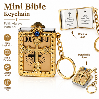 ✝️Mini Holy Bible Keychain Religious Favor Christian Jesus Keychain Keyring