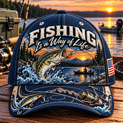 🧢 Fishing Is a Way of Life Cap — Cotton-Poly Blend • Detailed Embroidery • Adjustable Fit