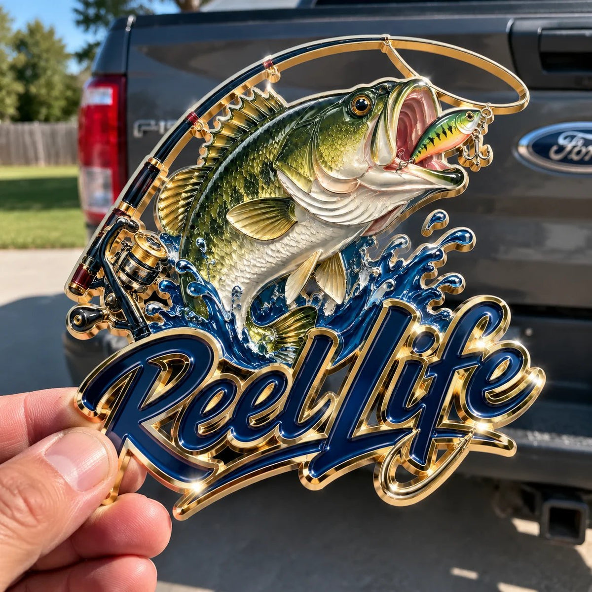 🎣 Last Day Promo: 50% OFF-Reel Life Bass Fishing Car Emblem | Waterproof • No Fade • No Rust • Magnet🧲