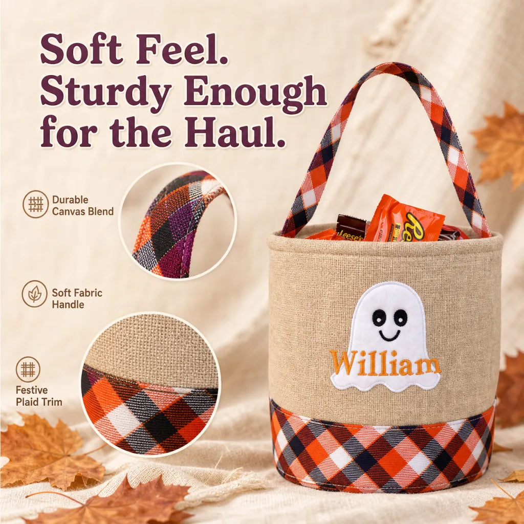 Personalized "Little Ghost" Trick-or-Treat Candy Bucket | Custom Halloween Tote 👻🍬