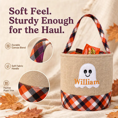 Personalized "Little Ghost" Trick-or-Treat Candy Bucket | Custom Halloween Tote 👻🍬