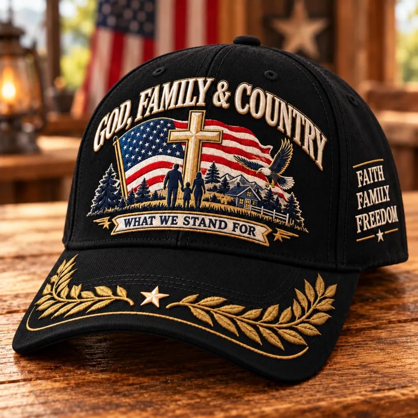 ✝️God Family & Country What We Stand For Patriotic Faith Baseball Cap