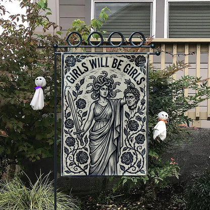 Attitude Revealed Garden Flag: "Girls Will Be Girls" Vintage Art Flag