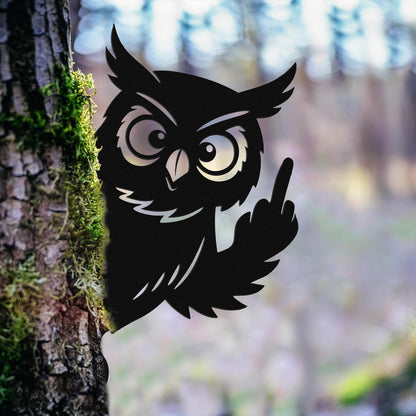 Naughty Animal Middle Finger Metal Sign – Outdoor Tree Yard Art, Novelty Garden Decoration for Home & Lawn Decor