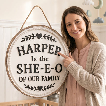👑 Personalized Family Leadership Wooden Sign -- Gift For Her Garden Signs、Personalized Gifts for Mothers Day Gifts、SHE-E-O  Wall Art