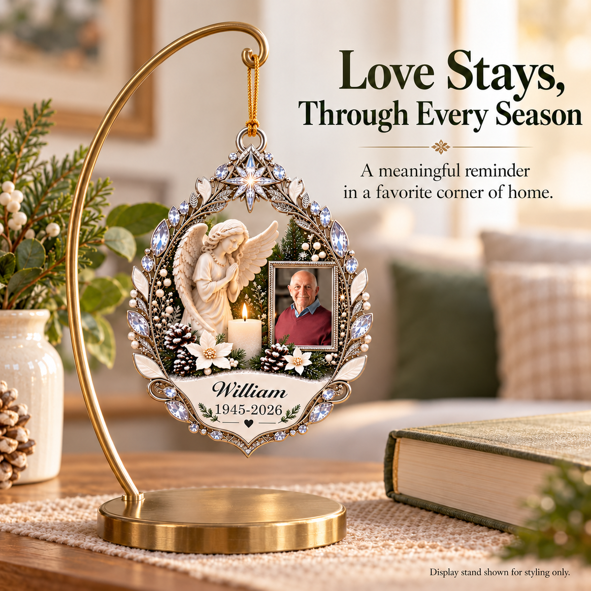 ✨ Keep Their Memory Close | Personalized Angel & Candle Photo Memorial Ornament 🕊️