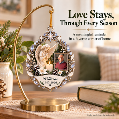 ✨ Keep Their Memory Close | Personalized Angel & Candle Photo Memorial Ornament 🕊️