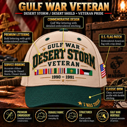 🇺🇸 Gulf War Veteran Embroidered Cap – For Those Who Were There 🎖️