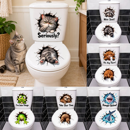 😂 Bathroom Buddies – Funny 3D Illusion Toilet Sticker Set
