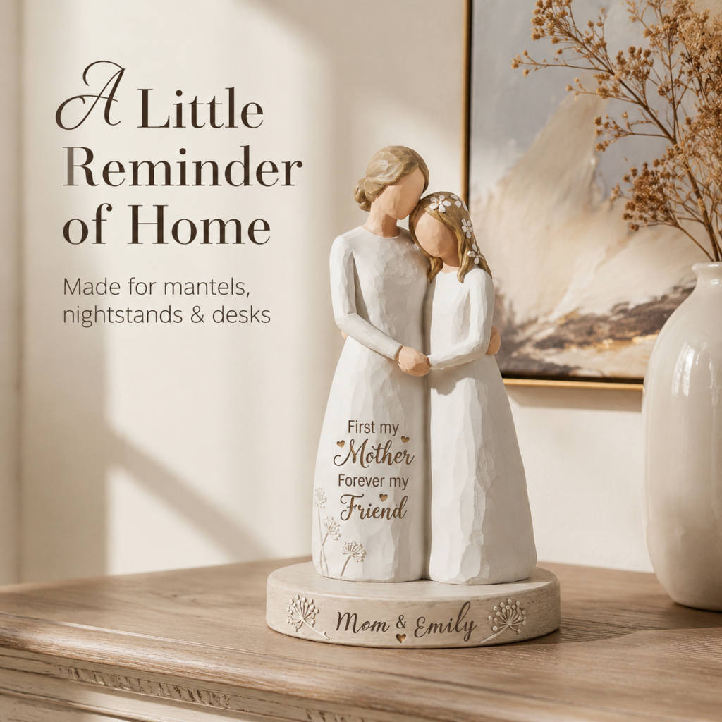 💖 Personalized Mother & Daughter Keepsake Figurine - "First My Mother, Forever My Friend"