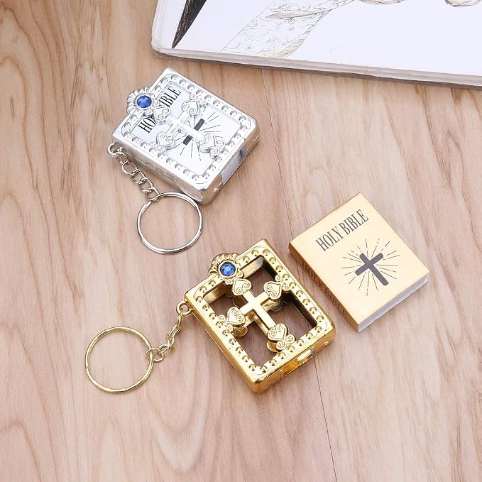 ✝️Mini Holy Bible Keychain Religious Favor Christian Jesus Keychain Keyring