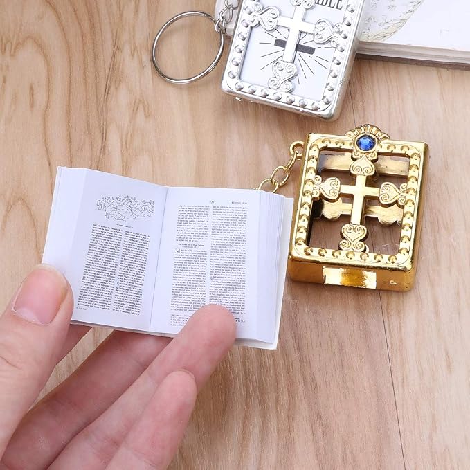 ✝️Mini Holy Bible Keychain Religious Favor Christian Jesus Keychain Keyring