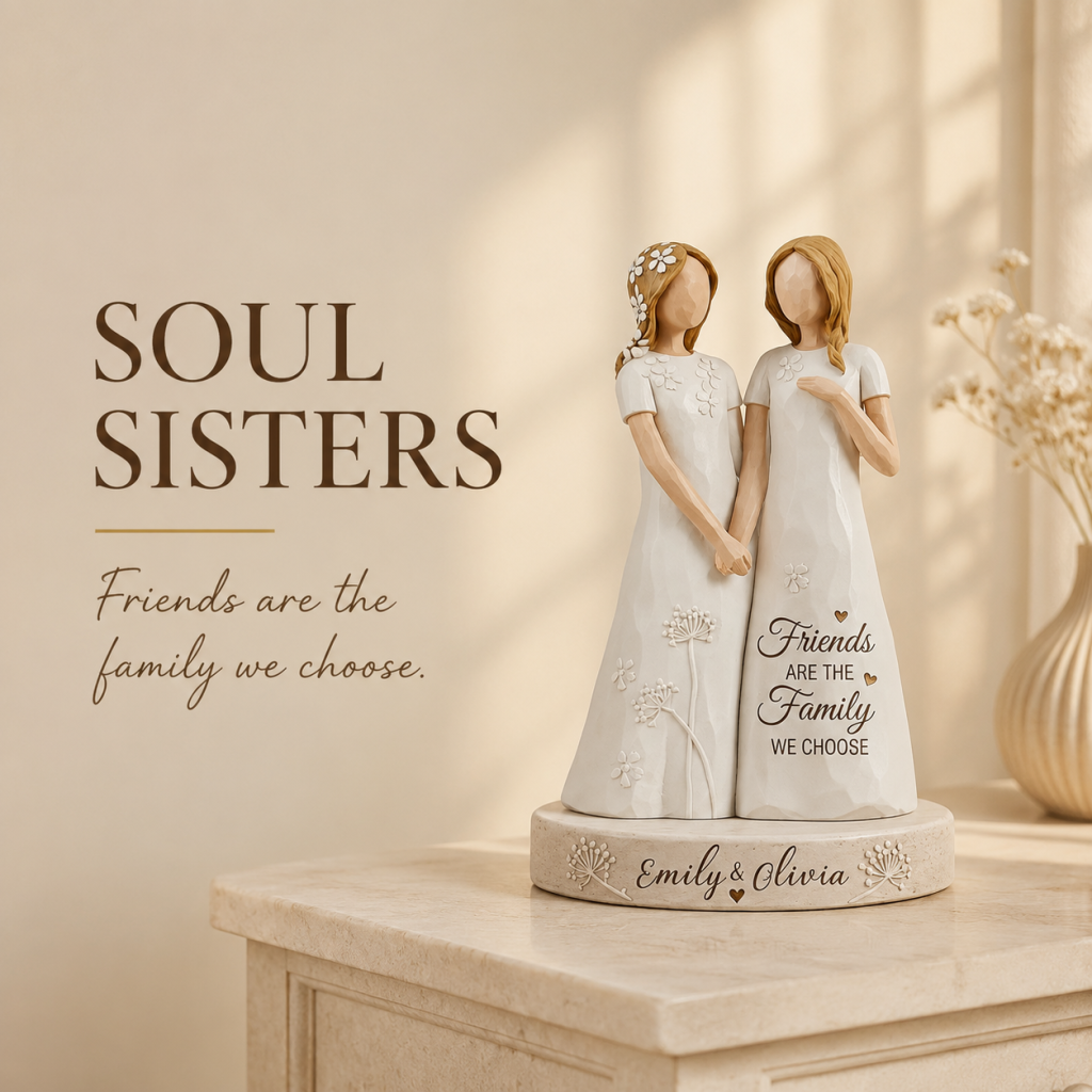 💖 Personalized "Soul Sisters" Keepsake Figurine - Friends Are The Family We Choose