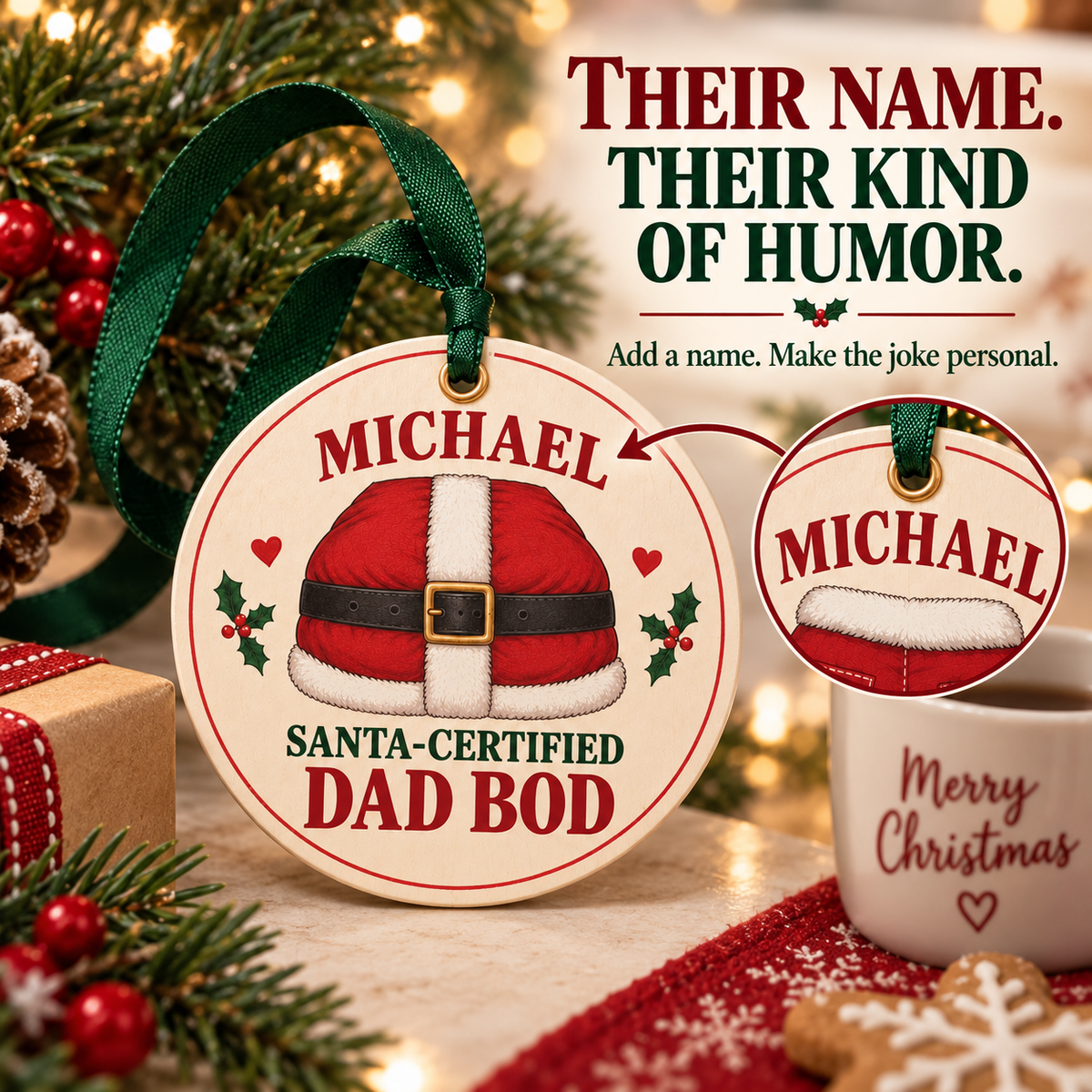 🎄 Personalized "Santa-Certified" Hilarious Christmas Ornaments | Custom Name Funny Gag Gift 😂