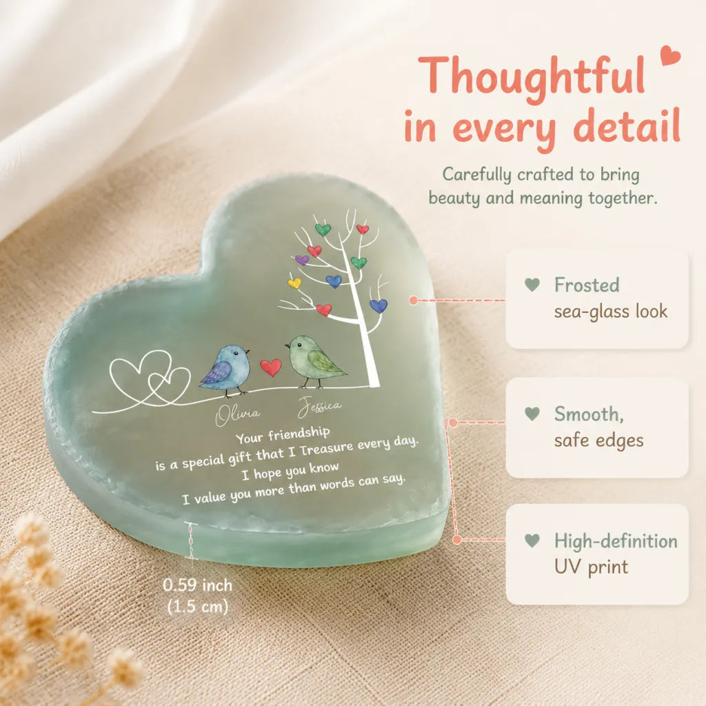 💖 Personalized "Two Birds, One Heart" Friendship Acrylic Keepsake | Custom Bestie Gift
