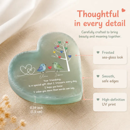 💖 Personalized "Two Birds, One Heart" Friendship Acrylic Keepsake | Custom Bestie Gift