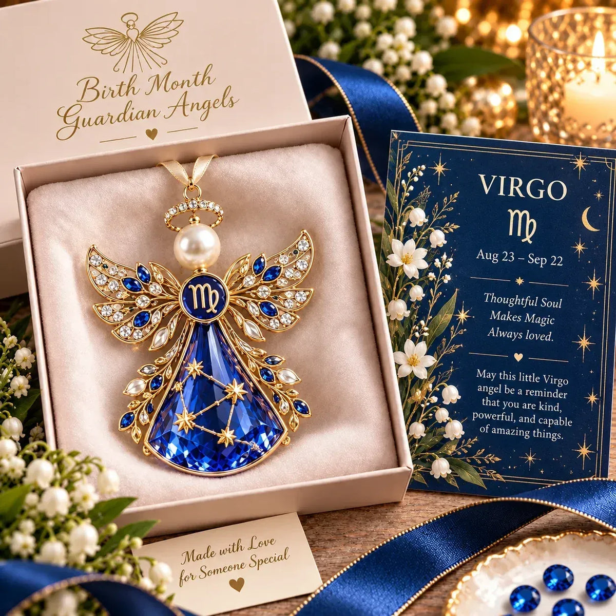 Christmas Zodiac Guardian Angel Keepsake | 12 Signs with Jewel-Toned Designs & Meaningful Gift Cards ✨