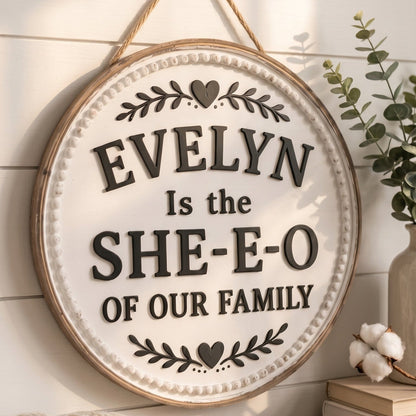 👑 Personalized Family Leadership Wooden Sign -- Gift For Her Garden Signs、Personalized Gifts for Mothers Day Gifts、SHE-E-O  Wall Art