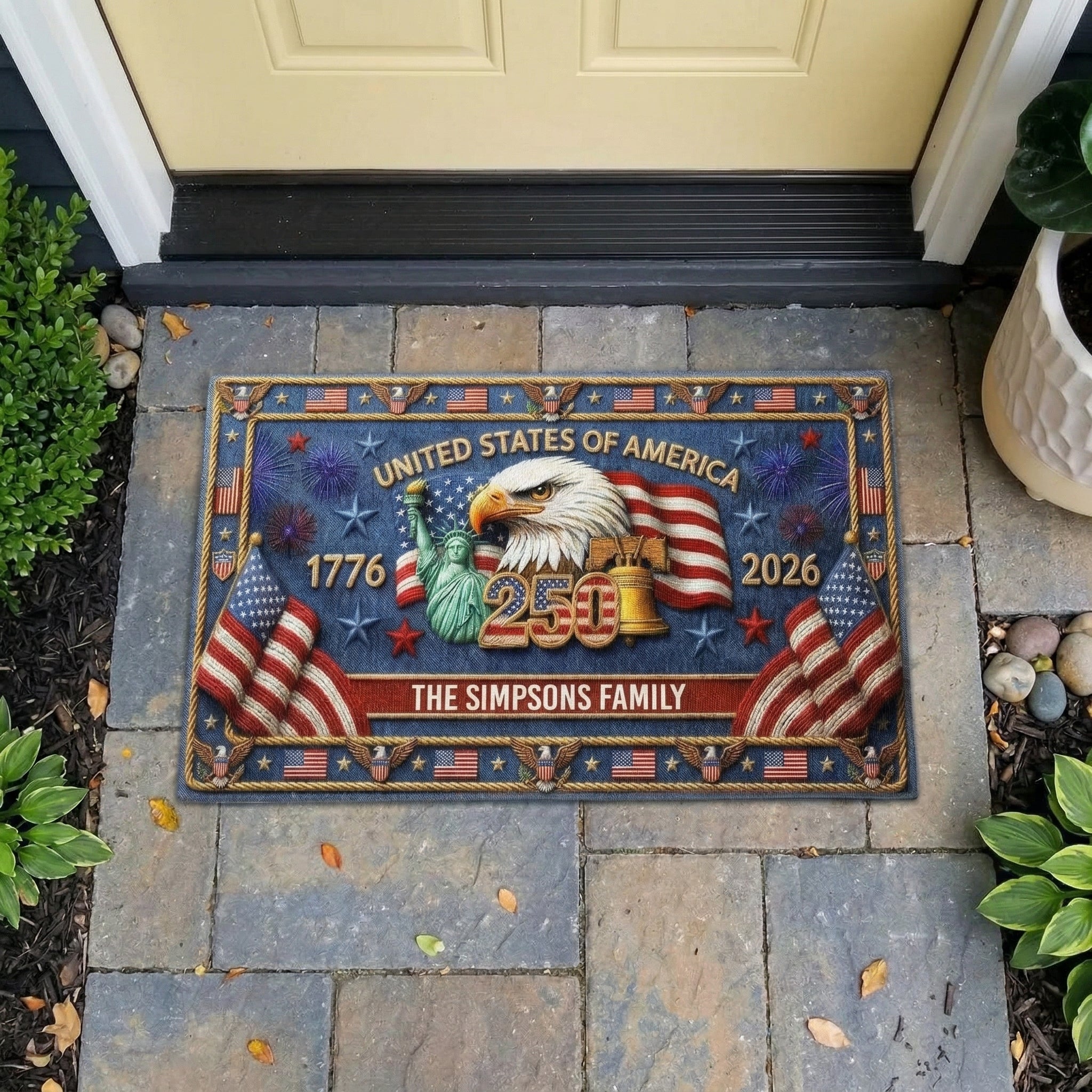 Personalized USA 250th Anniversary Doormat