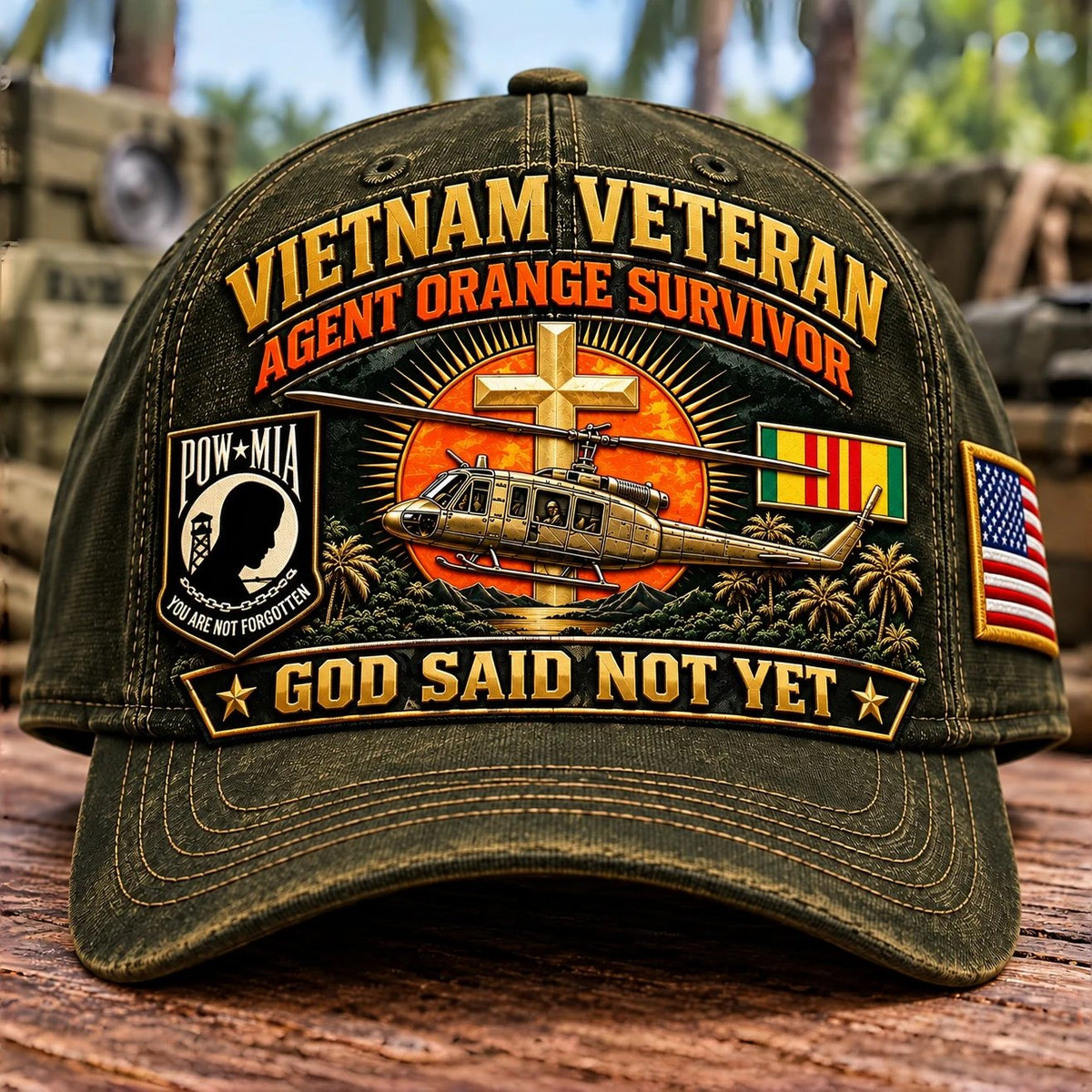 🎖️ Vietnam War Veteran Agent Orange Survivor “God Said Not Yet” Baseball Cap — Honoring Their Service and Strength 🇺🇸