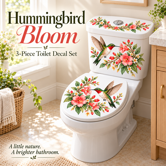 Last Day 50% OFF-Only$12.99🎁 Nature's Melody 3-Piece Floral & Bird Toilet Decal Set 🌸🐦 | Instant Bathroom Makeover