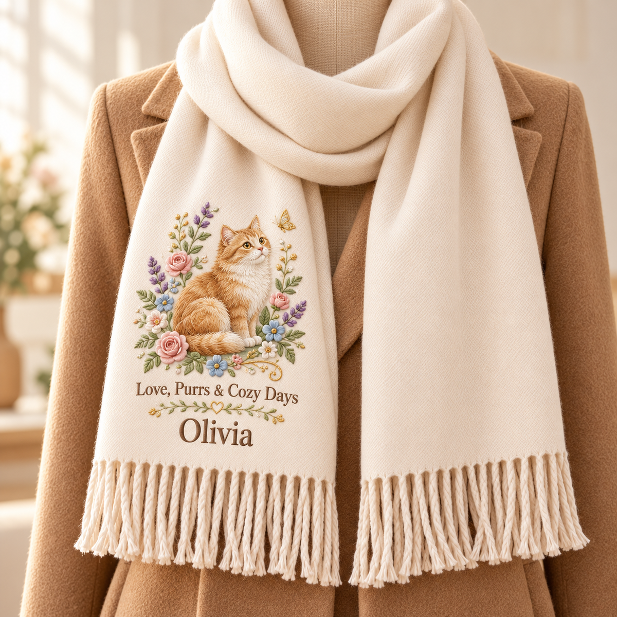 ✨ Wrap Yourself in Warmth & Memories: The Personalized Embroidered "Spirit Animal" Scarf 🧣