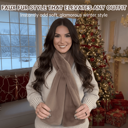 ⚡50% OFF Today! Cosy Faux Fur Pull-Through Scarf With Hidden Zipper Pocket | Store Phone, Keys & Cards, Hands-Free
